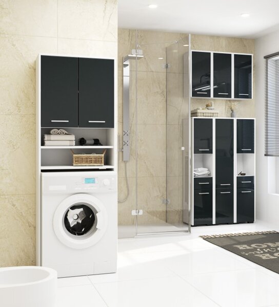 Koupelnová skříňka W 60 cm FIN 2D bílá/grafitová, lesk