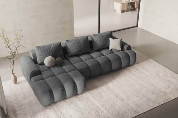 Cosmopolitan Design Šedá rozkládací pohovka Linz 275 cm, levá