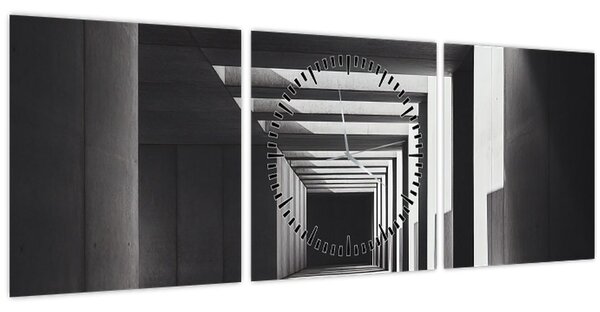 Obraz - Čtvercový tunel (s hodinami) (90x30 cm)