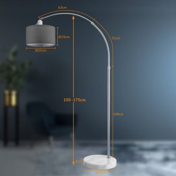 Oblouková lampa nastavitelná, mramorová základna 108093