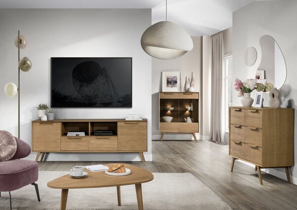 Szynaka Vitrína Leo 16 II 105 cm s LED osvětlením dub Rustikal karamelový