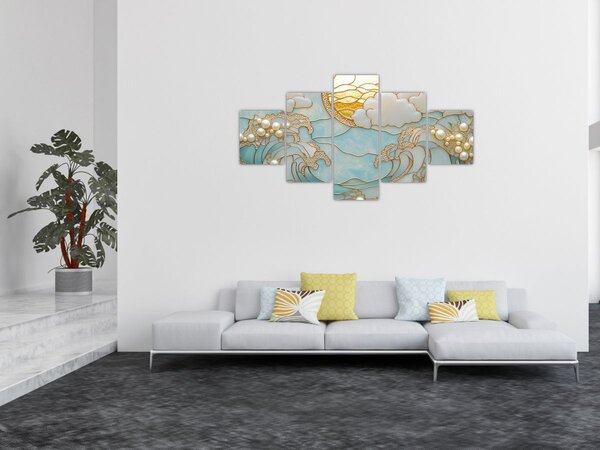 Obraz - 3D perly v oceánu (125x70 cm)