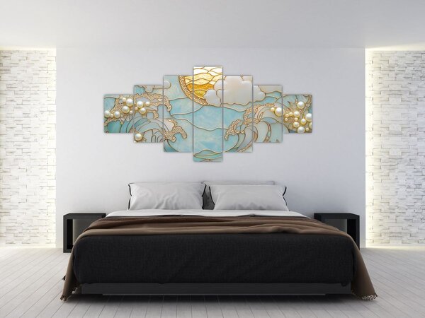 Obraz - 3D perly v oceánu (210x100 cm)