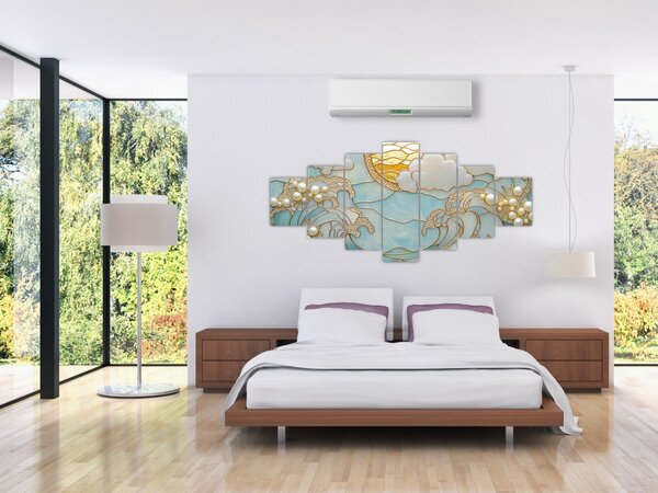 Obraz - 3D perly v oceánu (210x100 cm)