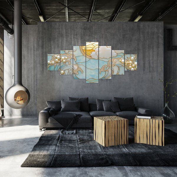 Obraz - 3D perly v oceánu (210x100 cm)