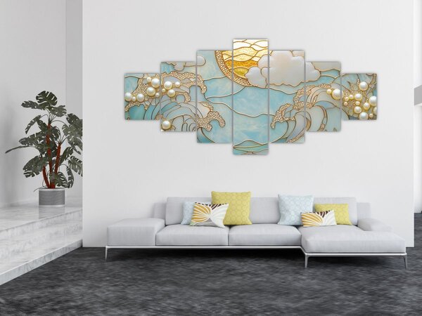 Obraz - 3D perly v oceánu (210x100 cm)