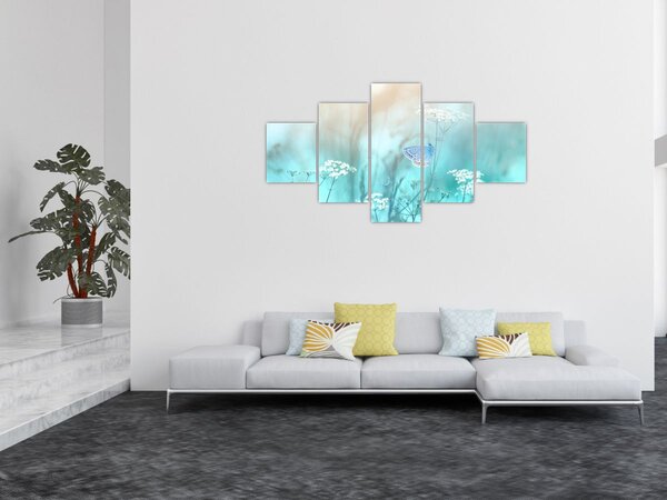 Obraz - Motýlek v modrém (125x70 cm)