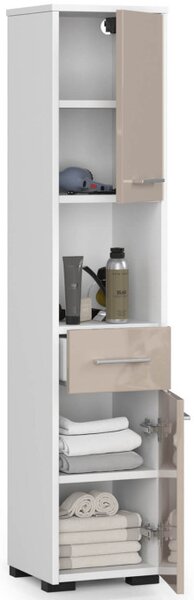 Koupelnová skříňka FIN 2D 1SZ 1W cappuccino, lesk
