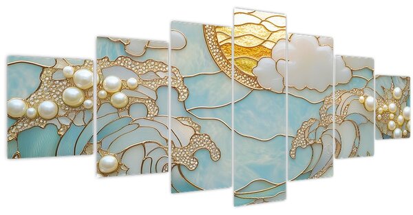 Obraz - 3D perly v oceánu (210x100 cm)