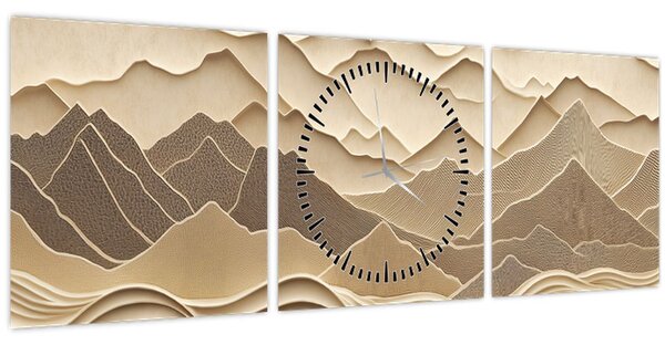Obraz - 3D linie hor (s hodinami) (90x30 cm)