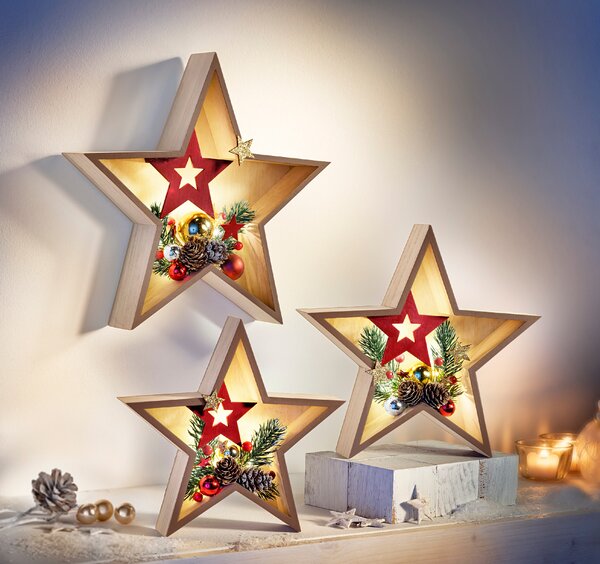 LED hvězdy "Vánoce" sada 3 ks
