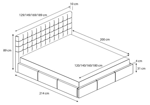 Čalouněná postel VERO rozměr 120x200 cm - šedá