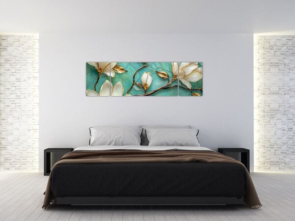 Obraz - 3D magnólie (170x50 cm)