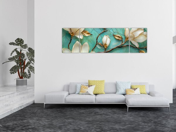 Obraz - 3D magnólie (170x50 cm)