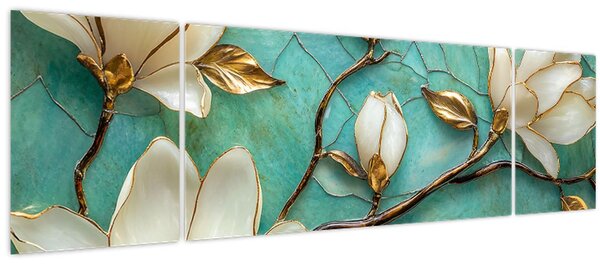 Obraz - 3D magnólie (170x50 cm)