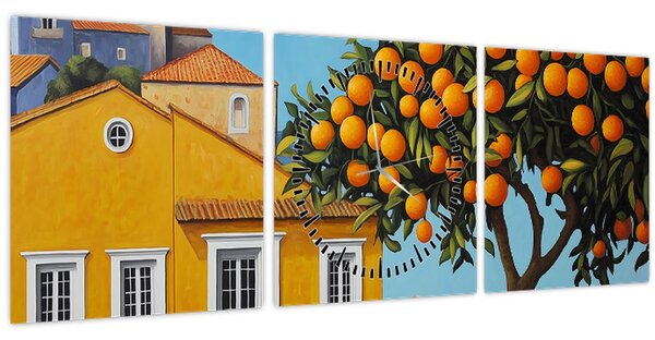 Obraz - Pomerančovník (s hodinami) (90x30 cm)