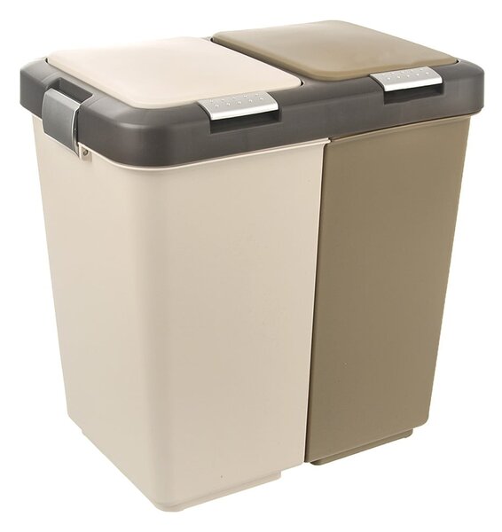 Bílo-béžový plastový odpadkový koš na tříděný odpad 2x20 l Duo Dust – Orion