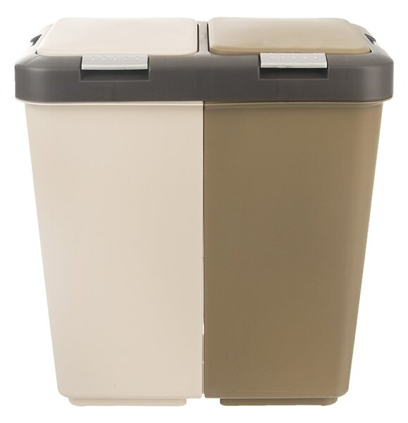 Bílo-béžový plastový odpadkový koš na tříděný odpad 2x20 l Duo Dust – Orion