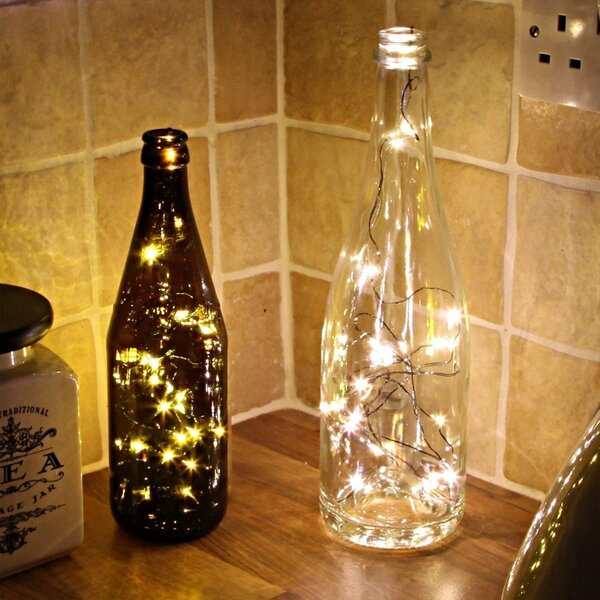 Vánoční mikro řetěz na baterie, teplá bílá, 2m, 20 LED