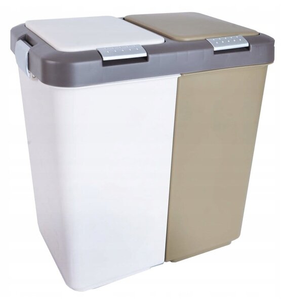 Bílo-béžový plastový odpadkový koš na tříděný odpad 2x20 l Duo Dust – Orion