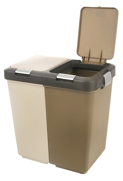 Bílo-béžový plastový odpadkový koš na tříděný odpad 2x20 l Duo Dust – Orion