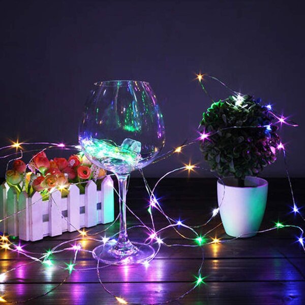 Vánoční mikro řetěz na baterie, různobarevná, 2m, 20 LED