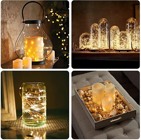 Vánoční mikro řetěz na baterie, teplá bílá, 2m, 20 LED