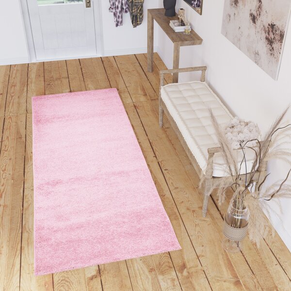 Makro Abra Koberec Běhoun Shaggy DELHI 7388A PINK Jednobarevný růžový Rozměr: 60x200 cm
