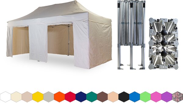 Nůžkový párty stan 4x6 m /5 noh TENTino BIG HEXAGON EXTREME Barva opláštění (Zvolte variantu): 1A - BÍLÁ