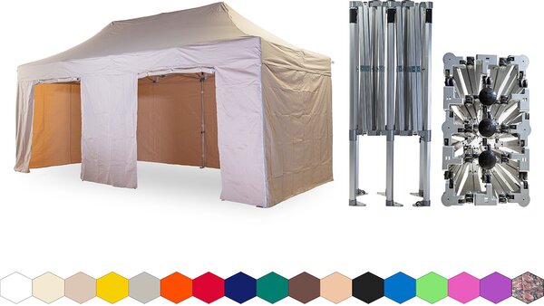 Nůžkový párty stan 4x6 m /5 noh TENTino BIG HEXAGON EXTREME Barva opláštění (Zvolte variantu): 1A - BÍLÁ