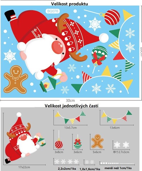 Vánoční samolepky na okna - Santa Claus - různé motivy na výběr Varianta: Varianta 7