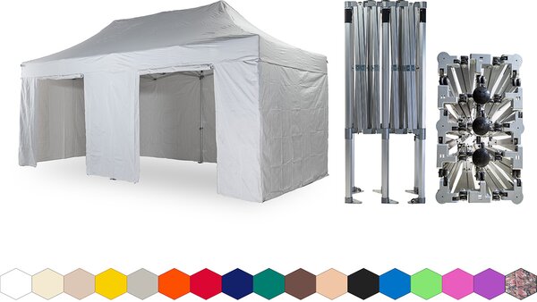 Nůžkový párty stan 4x6 m /5 noh TENTino BIG HEXAGON EXTREME Barva opláštění (Zvolte variantu): 1A - BÍLÁ