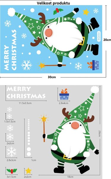 Vánoční samolepky na okna - Santa Claus - různé motivy na výběr Vzorky: Vzorek 3