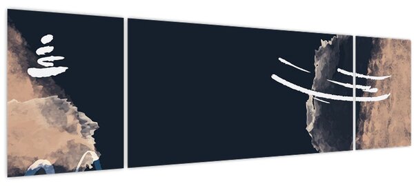 Obraz - Tmavě modrá abstrakce (170x50 cm)