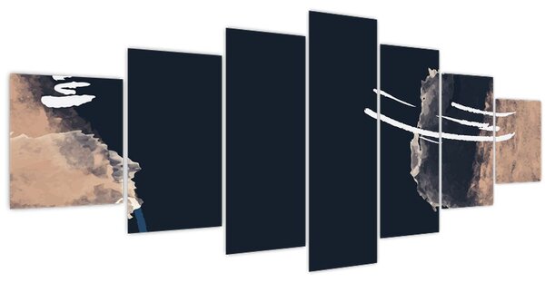 Obraz - Tmavě modrá abstrakce (210x100 cm)
