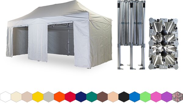 Nůžkový párty stan 4x6 m /5 noh TENTino BIG HEXAGON EXTREME Barva opláštění (Zvolte variantu): 1A - BÍLÁ