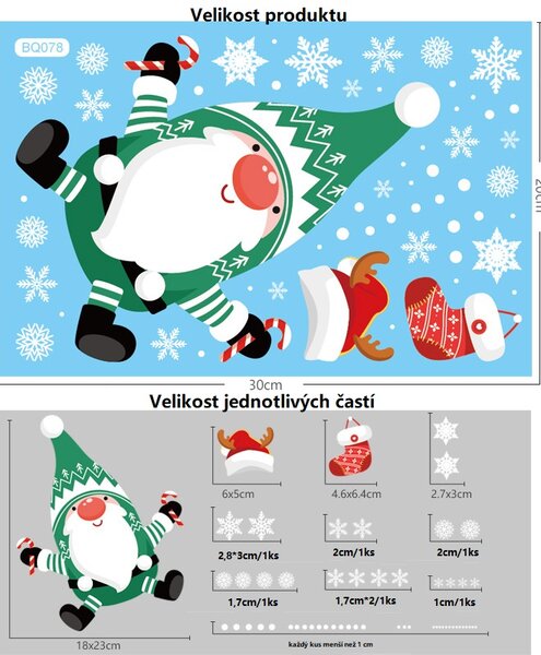 Vánoční samolepky na okna - Santa Claus - různé motivy na výběr Vzorky: Vzorek 6