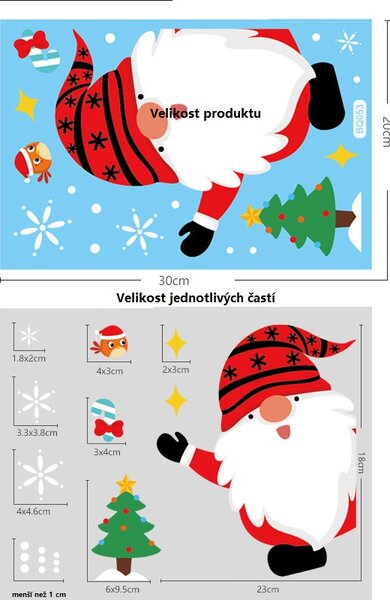 Vánoční samolepky na okna - Santa Claus - různé motivy na výběr Vzorky: Vzorek 2