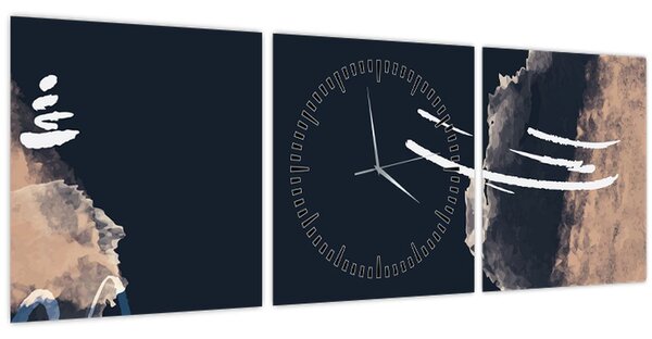 Obraz - Tmavě modrá abstrakce (s hodinami) (90x30 cm)