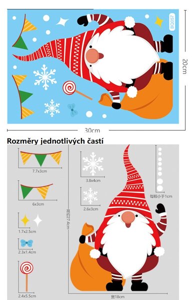 Vánoční samolepky na okna - Santa Claus - různé motivy na výběr Vzorky: Vzorek 11