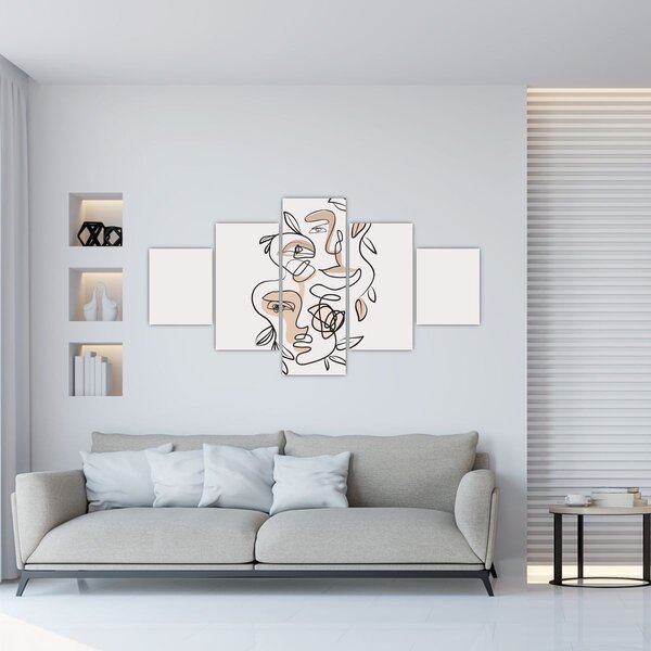 Obraz - Line art obličeje (125x70 cm)