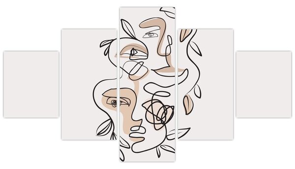 Obraz - Line art obličeje (125x70 cm)
