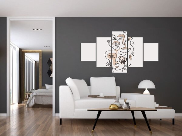 Obraz - Line art obličeje (125x70 cm)