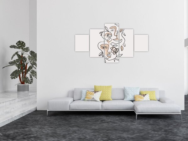 Obraz - Line art obličeje (125x70 cm)