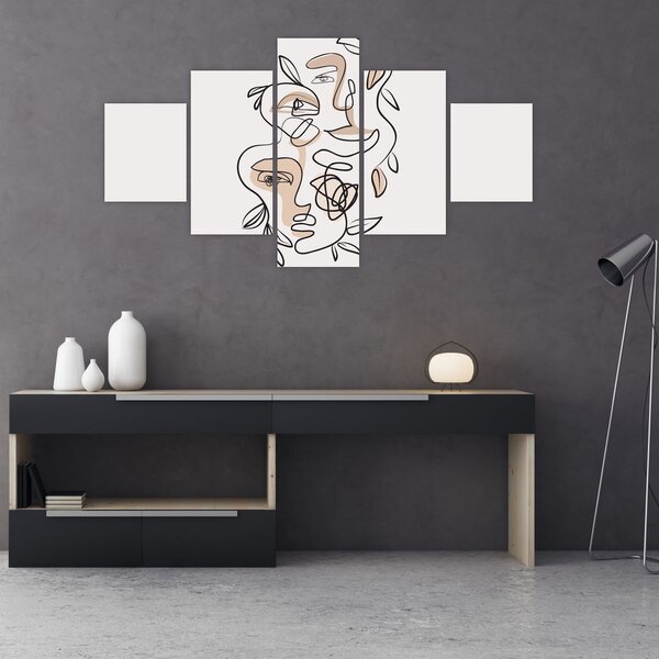 Obraz - Line art obličeje (125x70 cm)