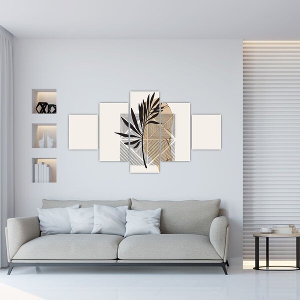 Obraz - Abstrakce s tropickými listy N⁰1 (125x70 cm)