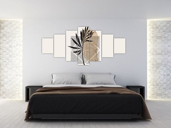 Obraz - Abstrakce s tropickými listy N⁰1 (210x100 cm)