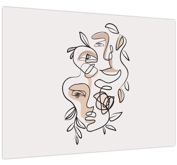 Obraz - Line art obličeje (70x50 cm)