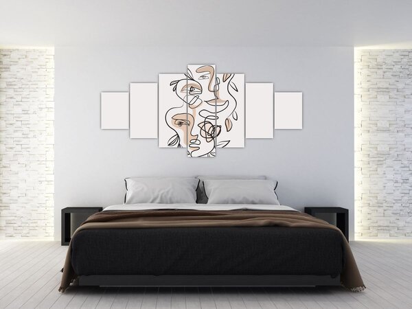 Obraz - Line art obličeje (210x100 cm)