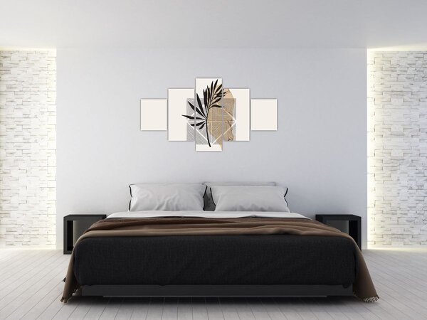 Obraz - Abstrakce s tropickými listy N⁰1 (125x70 cm)
